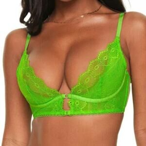 Adore Me Lime Green Kinley Lace Unlined Underwire Plunge Bra